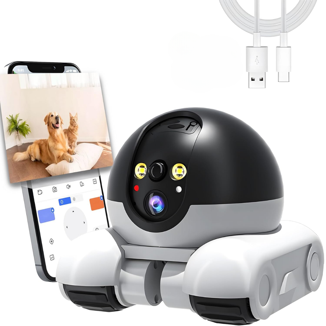 Cámara Robot HD con Ruedas para Mascotas y Hogar